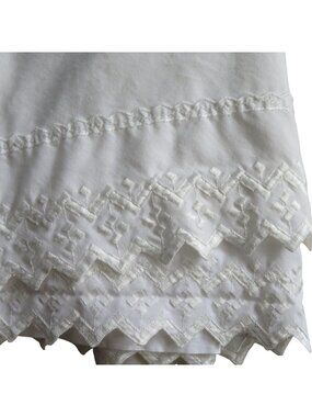 Vintage WestPoint Stevens Queen White Flat Sheet Embroidered Edge Cottage Countr